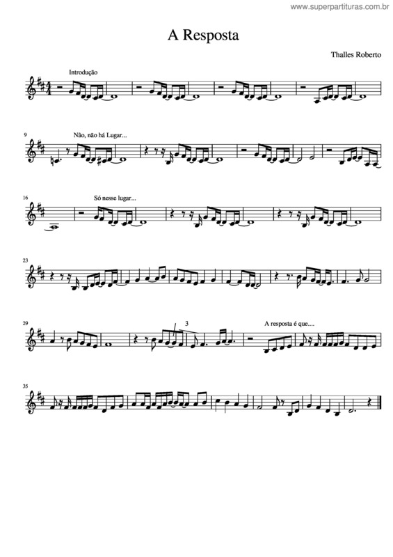 Partitura da música A Resposta – Thalles Roberto