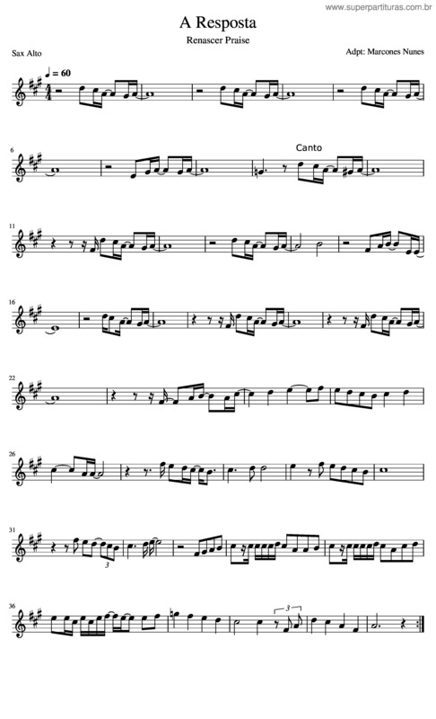 Partitura da música A Resposta v.3
