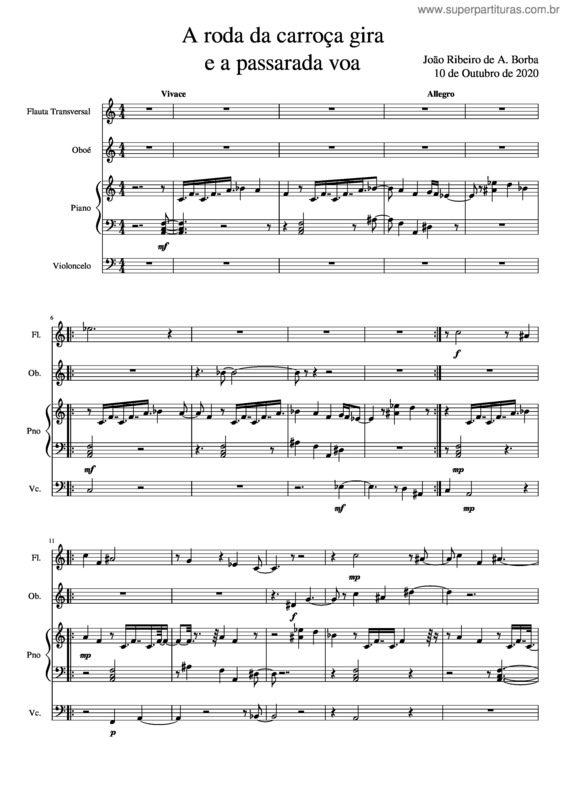 Partitura da música A Roda Da Carroça Gira E A Passarada Voa