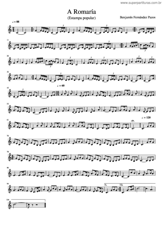 Partitura da música A Romaría