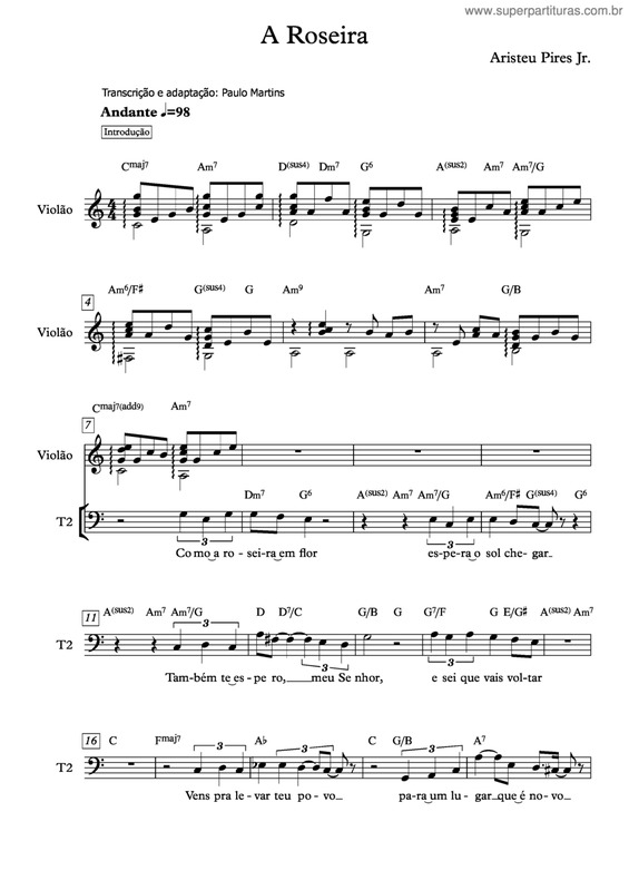 Partitura da música A Roseira