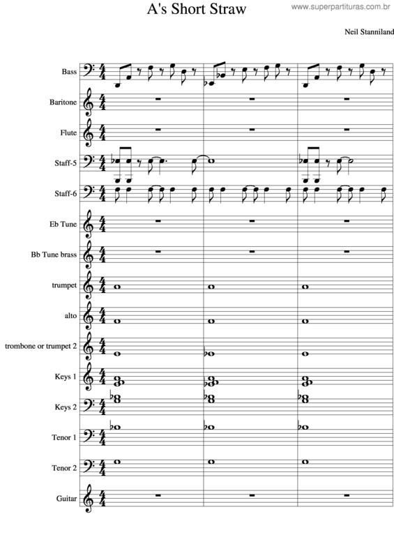 Partitura da música A`S Short Straw