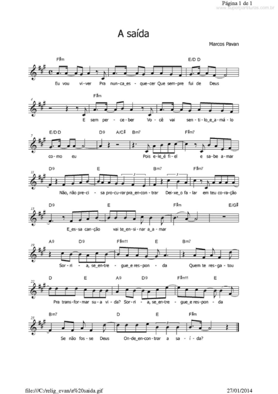 Partitura da música A Saída