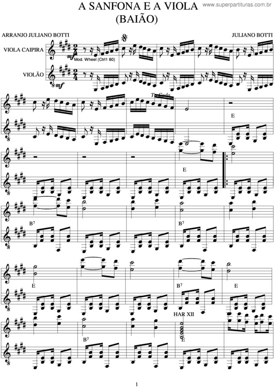 Partitura da música A Sanfona E A Viola