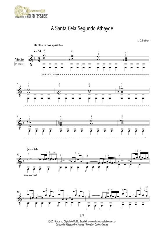 Partitura da música A Santa Ceia Segundo Athayde v.2