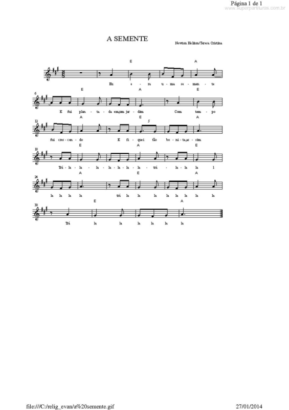 Partitura da música A Semente