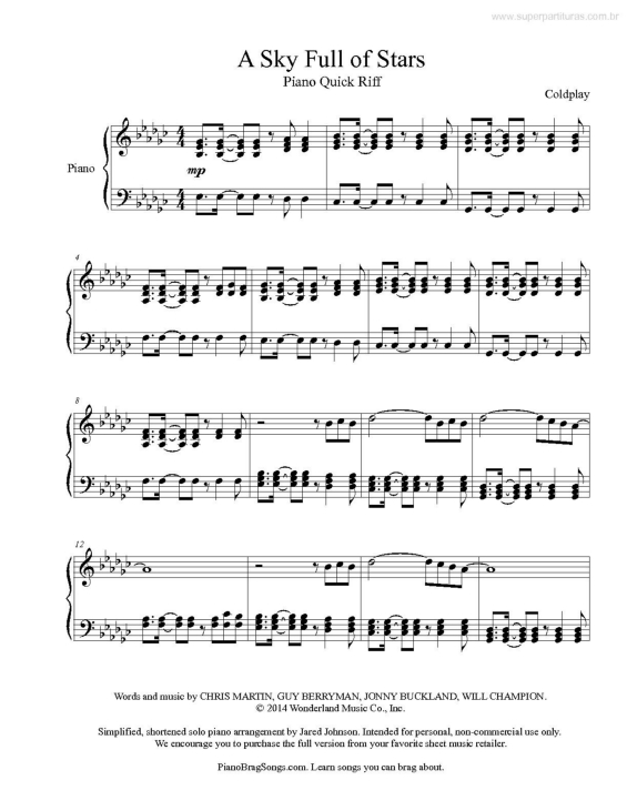 Partitura da música A Sky Full of Stars