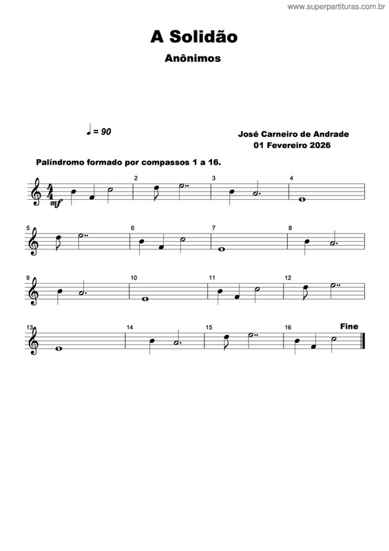 Partitura da música A Solidão v.2