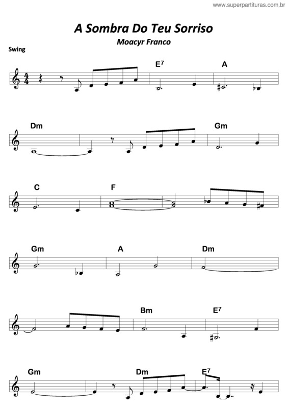 Partitura da música A Sombra De Teu Sorriso