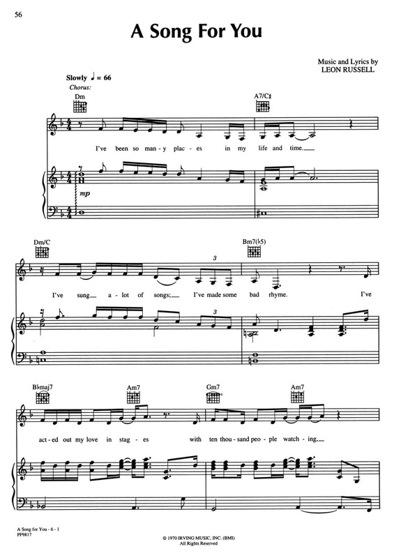 Partitura da música A Song For You