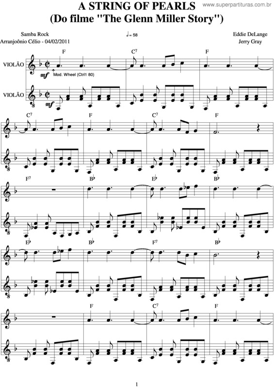 Partitura da música A String Of Pearls