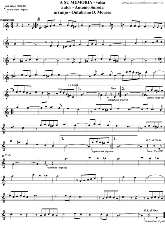 Partitura da música A Su Memoria v.2