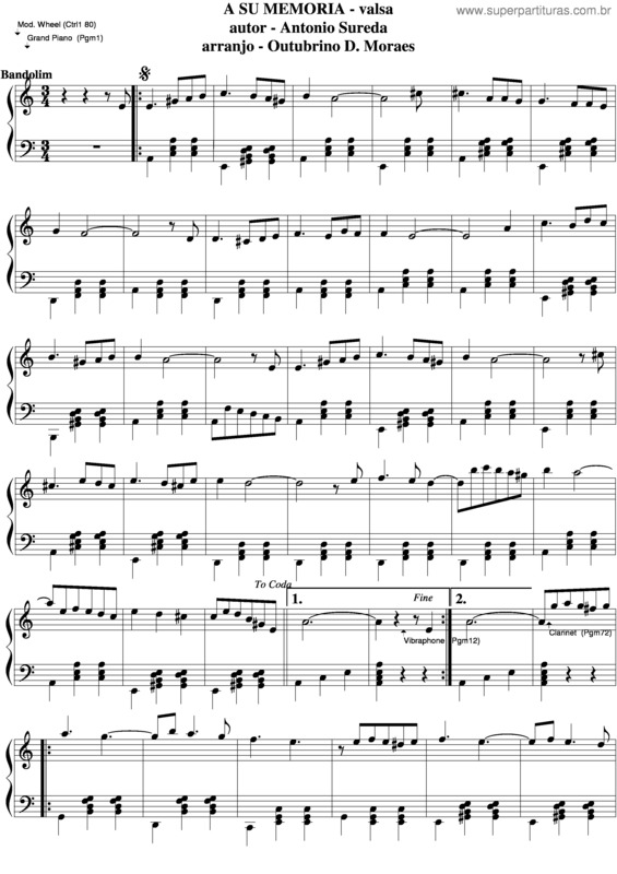 Partitura da música A Su Memoria v.3