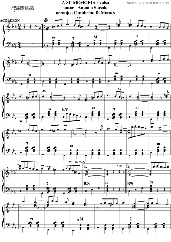 Partitura da música A Su Memoria