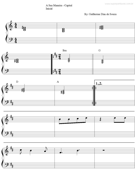 Partitura da música A Sua Maneira v.2