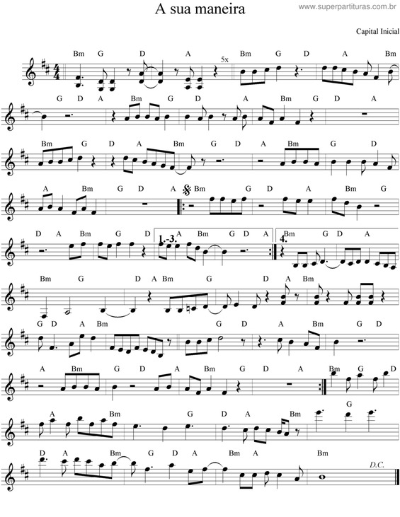 Partitura da música A Sua Maneira v.4