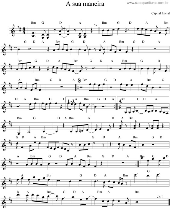 Partitura da música A Sua Maneira v.4