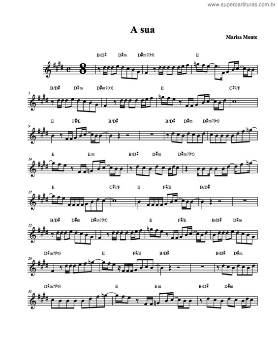 Partitura da música A Sua