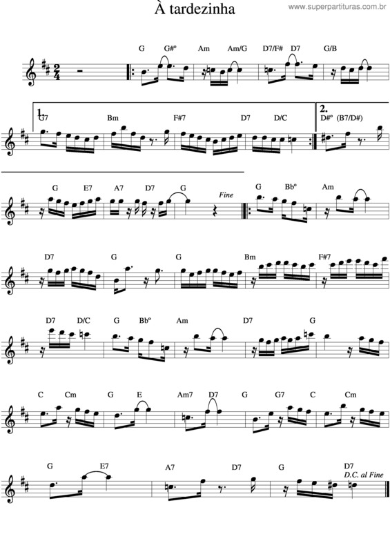 Partitura da música À Tardezinha