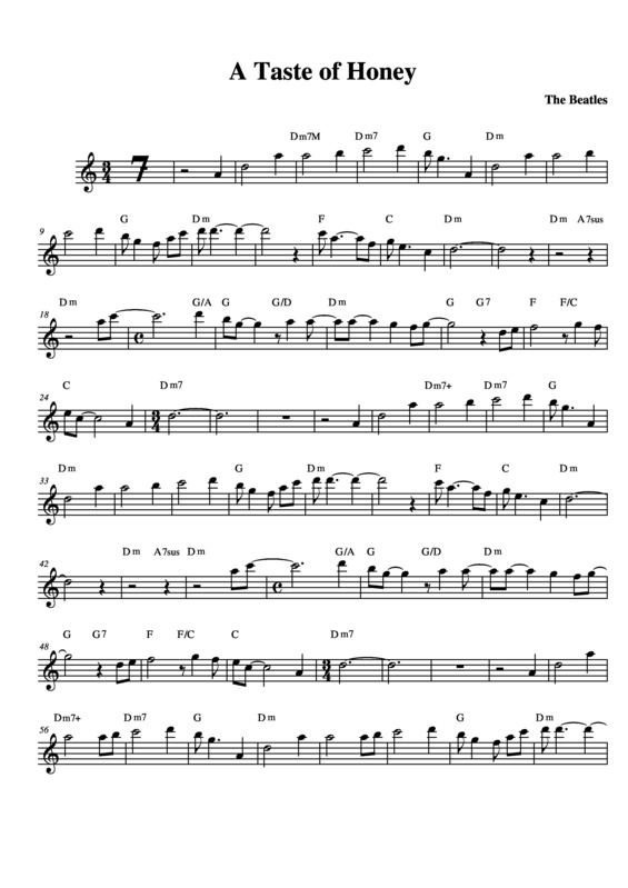 Partitura da música A Taste of Honey v.2