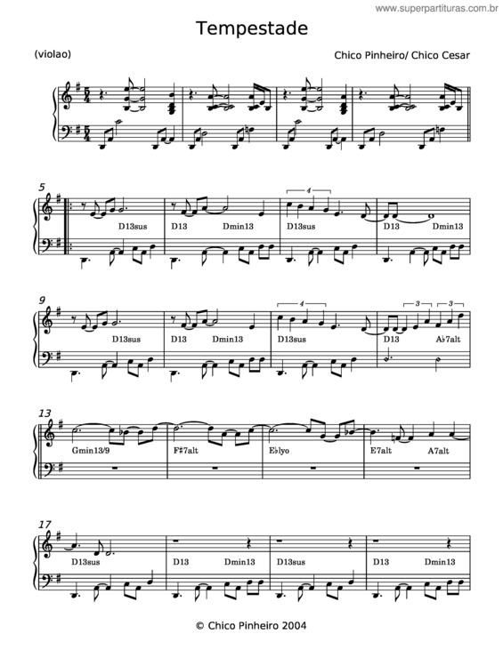 Partitura da música A Tempestade – Legião Urbana v.2