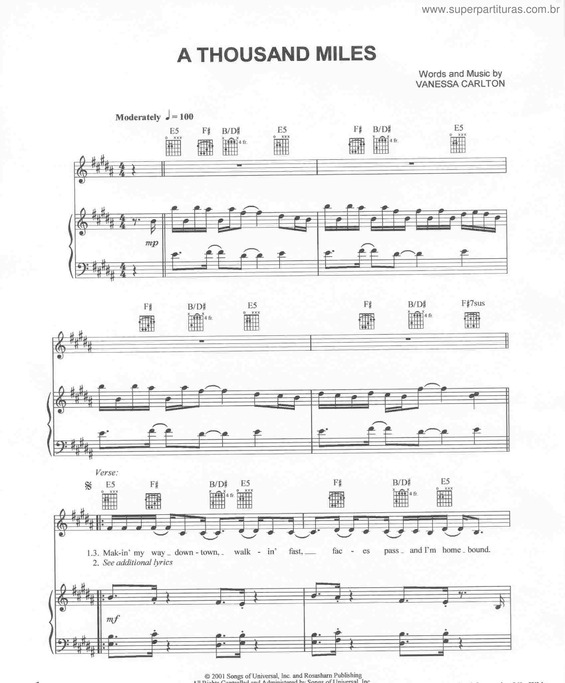 Partitura da música A Thousand Miles v.3