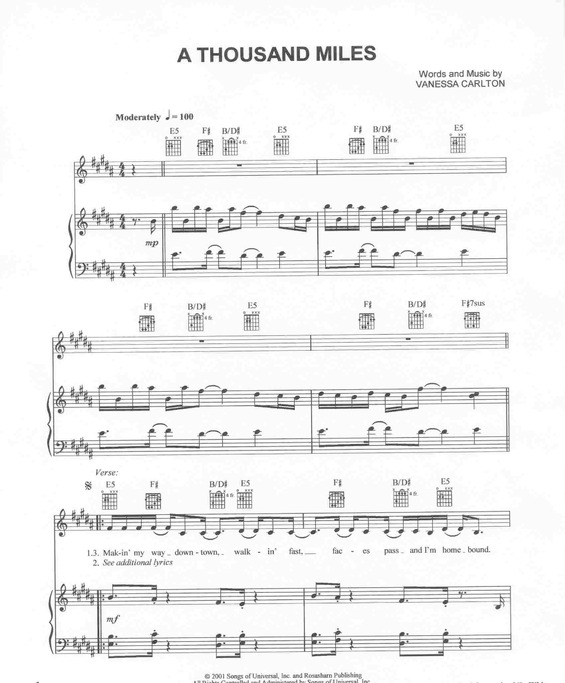 Partitura da música A Thousand Miles v.4