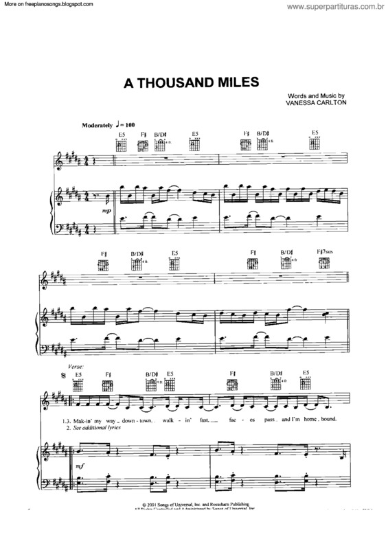 Partitura da música A Thousand Miles v.6