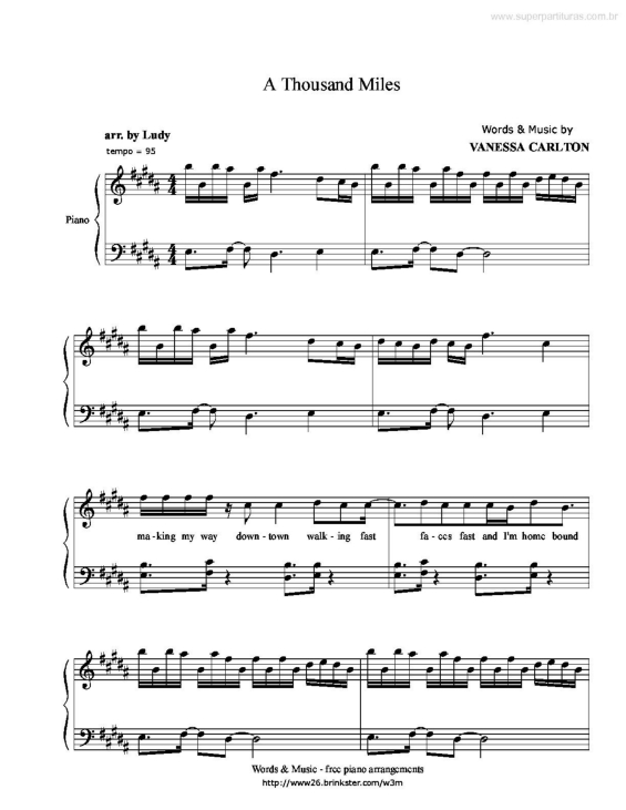 Partitura da música A Thousand Miles