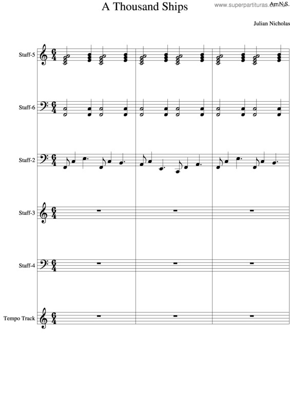 Partitura da música A Thousand Ships