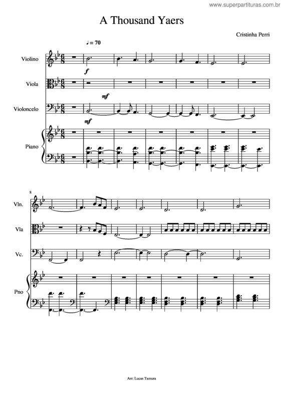 Partitura da música A Thousand Yaers – Festa