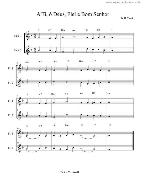 Partitura da música A Ti Ó Deus