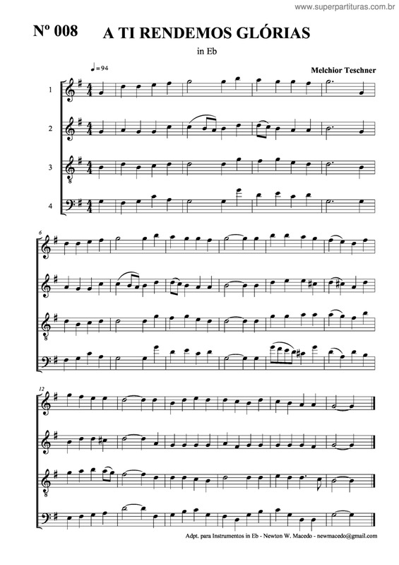 Partitura da música A Ti Rendemos Glórias v.3