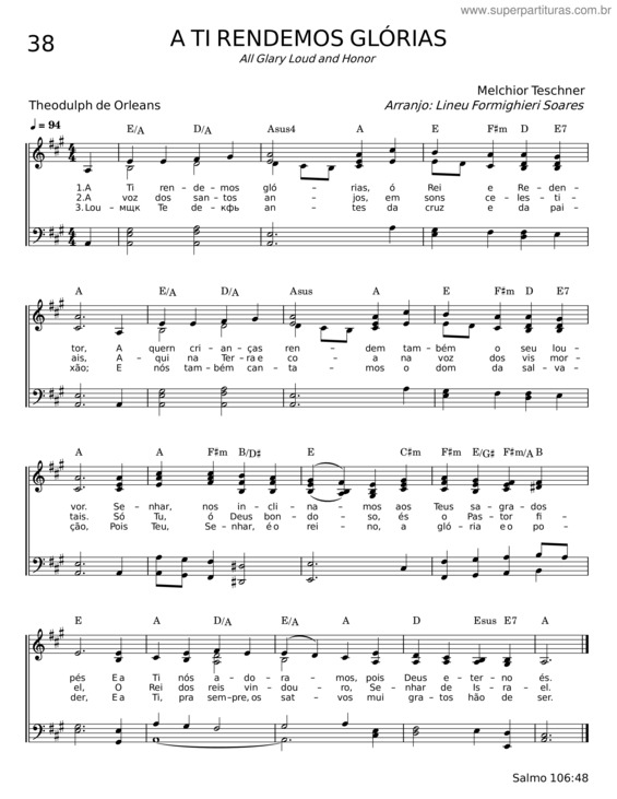 Partitura da música A Ti Rendemos Glórias v.4