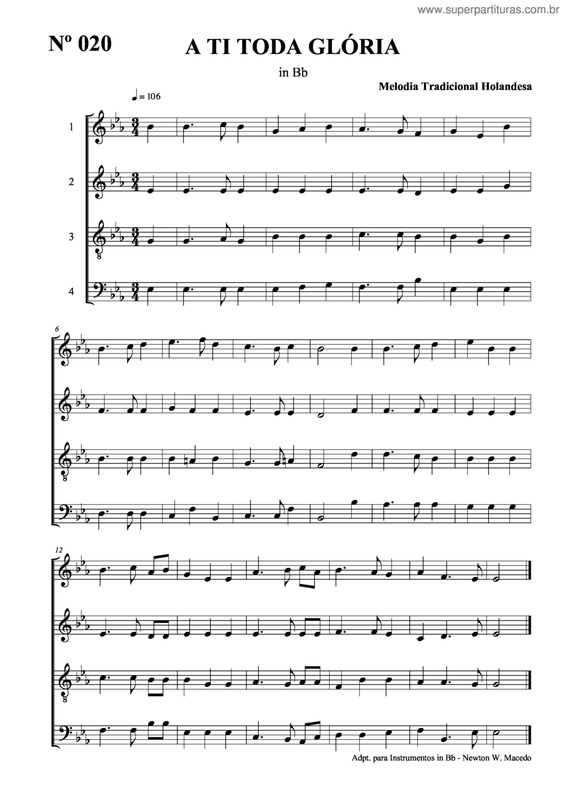 Partitura da música A Ti Toda Glória v.2