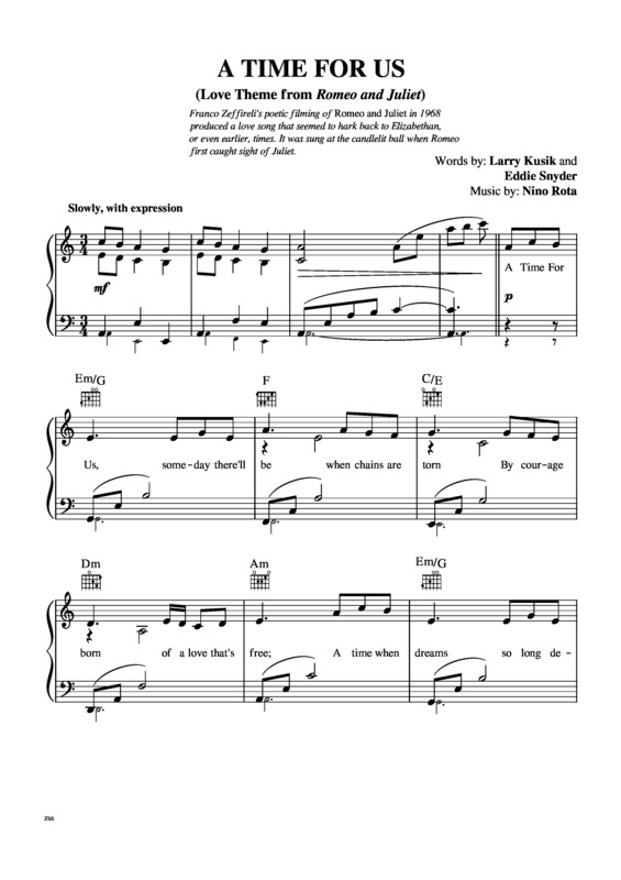 Partitura da música A Time For Us (Romeo and Juliet)