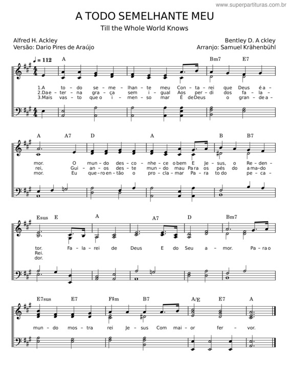 Partitura da música A Todo Semelhante Meu – Alfred H. Ackley