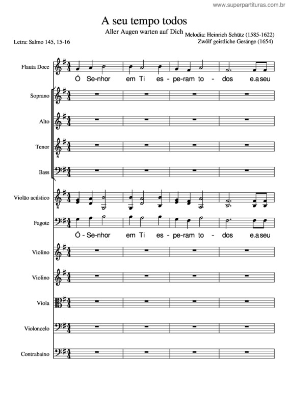 Partitura da música A Todos, A Seu Tempo, Seu Mantimento