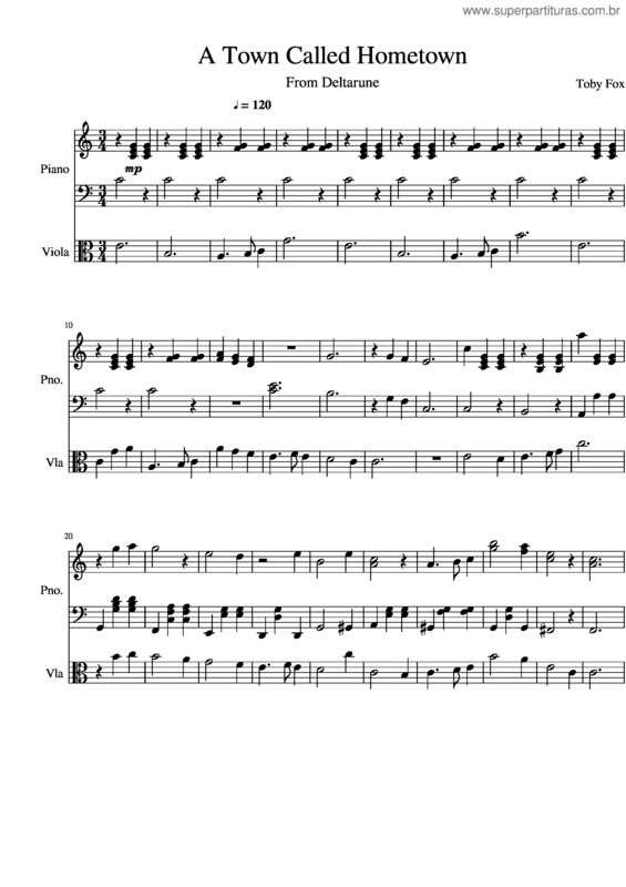 Partitura da música A Town Called Hometown