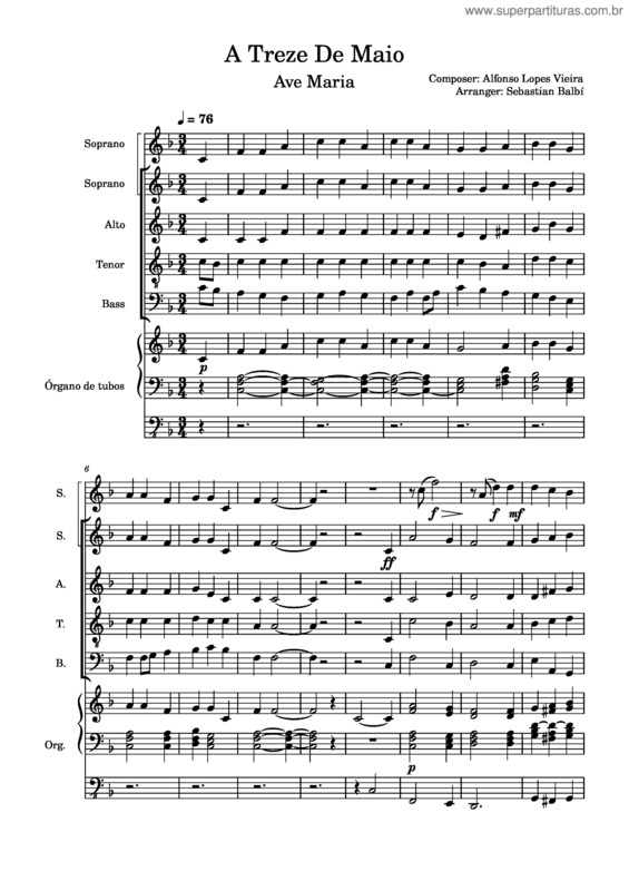 Partitura da música A Treze De Maio