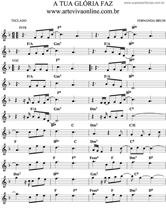 Partitura da música A Tua Glória Faz v.3