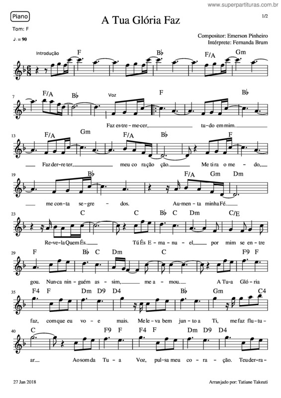 Partitura da música A Tua Glória Faz v.5