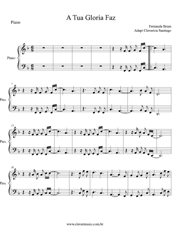 Partitura da música A Tua Glória Faz