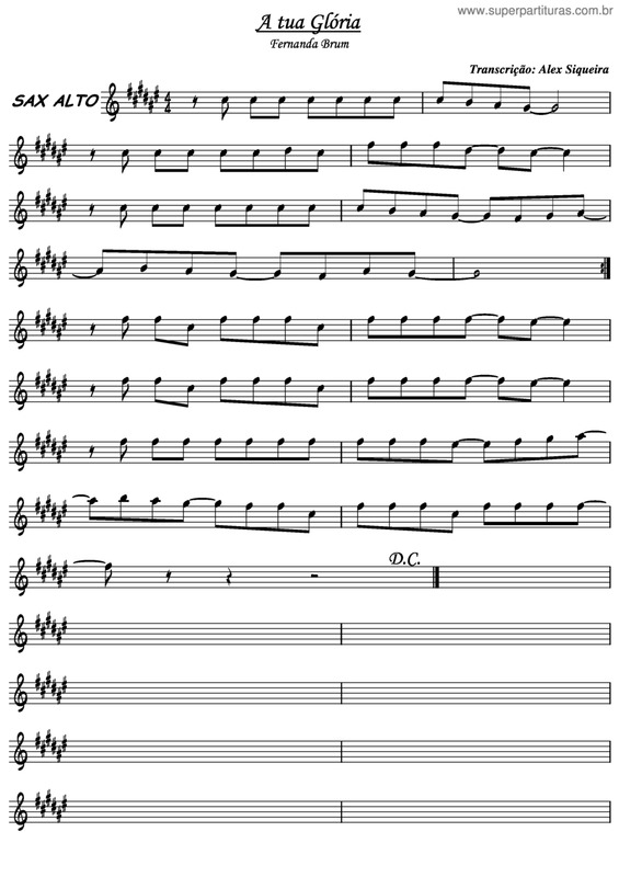 Partitura da música A Tua Glória