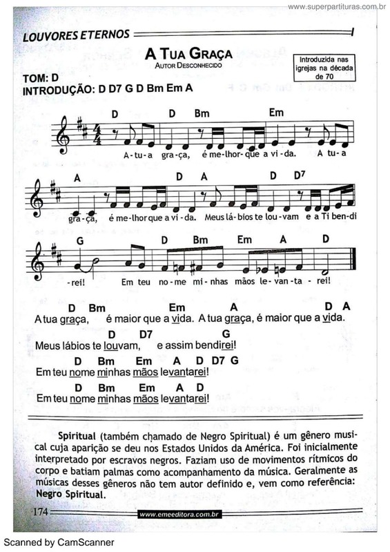 Partitura da música A Tua Graça v.2