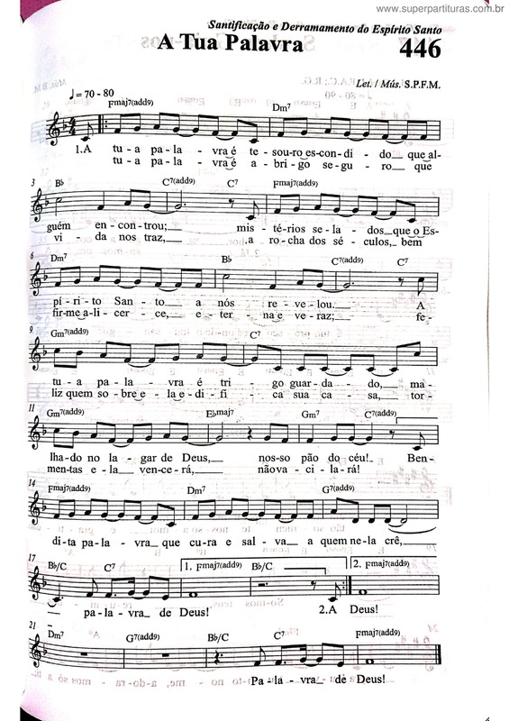 Partitura da música A Tua Palavra v.2