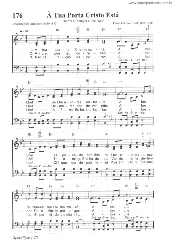 Partitura da música À Tua Porta Cristo Está