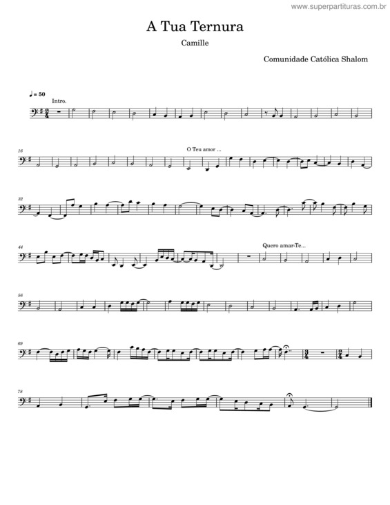 Partitura da música A Tua Ternura – Camille