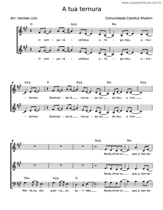 Partitura da música A Tua Ternura – Misc Praise Songs
