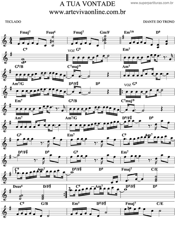 Partitura da música A Tua Vontade